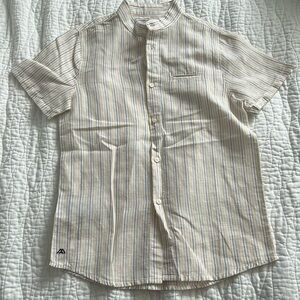 Mayoral Boys Mandarin Collar Shirt in Stripe